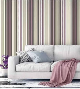 Papel de parede listrado marrom amarelo e roxo