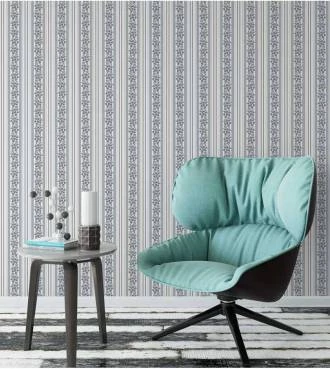 Papel de parede listrado azul floral