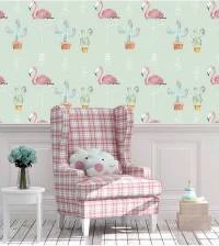 Papel de parede flamingo fundo verde 2177-5609