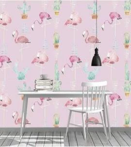 Papel de parede flamingos rosas