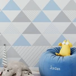 Papel de parede triângulos azul e cinza