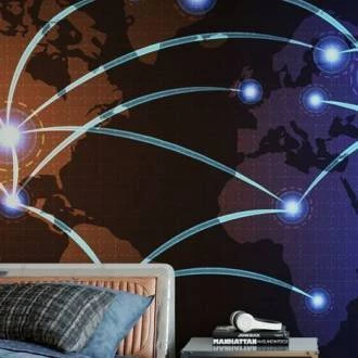 Papel de Parede Mapa Mundi Conexões Tecnologia
