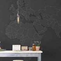 Papel de Parede Mapa Mundi Preto 2202-5760