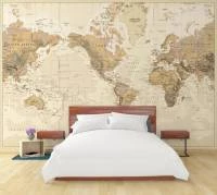Papel de Parede Mapa do Mundo Geográfico Amarelo 2205-5770