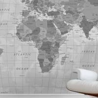 Papel de Parede Mapa do Mundo Cinza Padrão 2207-5775