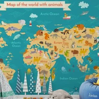 Papel de Parede Mapa Mundi Para Quarto Infantil