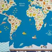 Papel de Parede Mapa Mundi Infantil Animais 2209-5781