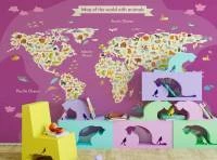 Papel de Parede Mapa Mundi Infantil Rosa 2211-5788
