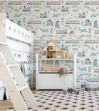 Papel de parede aviões e trens infantil 2219-5804