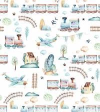 Papel de parede aviões e trens infantil 2219-5805