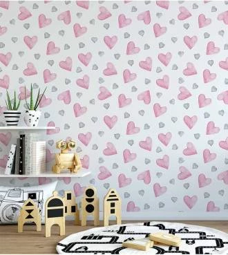 Papel de parede corações aquarela