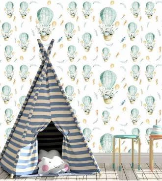 Papel de parede balão em verde