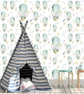 Papel de parede balão em verde