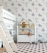 Papel de parede infantil com avião e coelhinho 2227-5820
