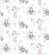 Papel de parede infantil com avião e coelhinho 2227-5821