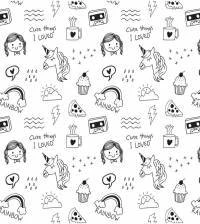 Papel de parede unicórnio branco e preto 2230-5827