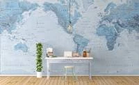 Papel de Parede Mapa do Mundo Azul Claro 2237-5841