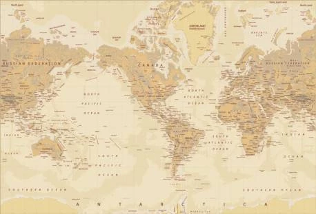Papel de Parede Mapa Mundi Bege 1283-5845
