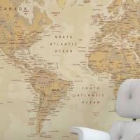 Papel de Parede Mapa Mundi Bege 1283-5846