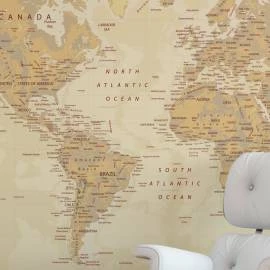 Papel de Parede Mapa Mundi Bege