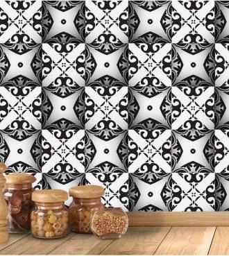 Azulejo adesivo branco e preto