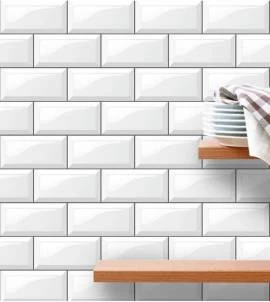 Azulejo adesivo retangular em branco