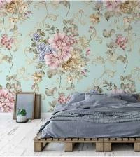 Papel de parede de flores com fundo azul 2274-5896
