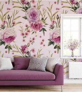 Papel de parede de flores rosa