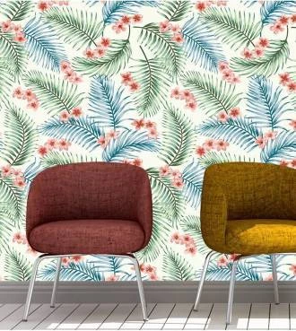 Papel de parede de folhas e flores