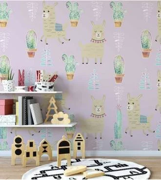 Papel de parede infantil com lhama