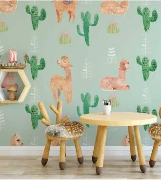 Papel de parede Lhama e cactos