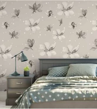 Papel de parede com flores contemporaneo
