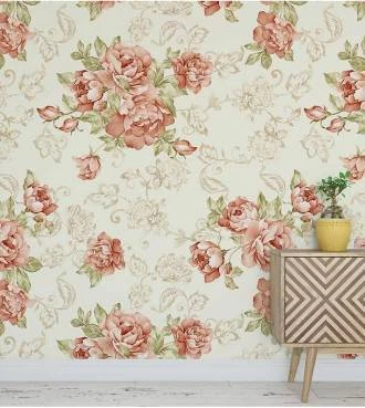 Papel de parede rose bege clássico
