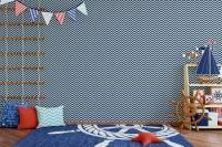 Papel de parede chevron branco e azul marinho 688-5989