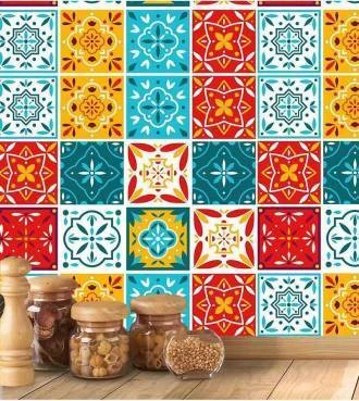 Adesivo azulejo português colorido