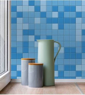 Pastilha adesiva azul quadriculada