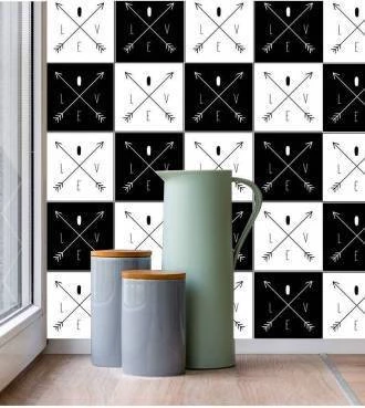 Adesivo de azulejo moderno love em branco e preto