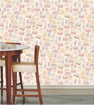 Papel de parede estampado para lanchonete