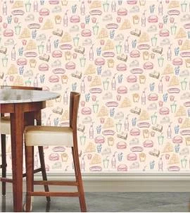 Papel de parede estampado para lanchonete