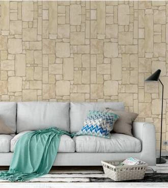 Papel de parede de pedras rusticas em bege