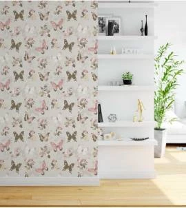 Papel de parede de borboletas e flores
