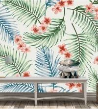 Papel de parede Tropical folhas e flores