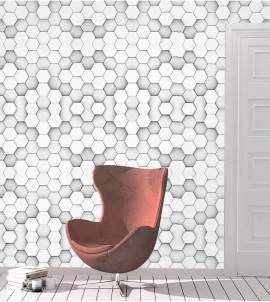Papel de parede Hexágonos 3D Branco