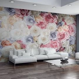 Papel de parede buque de rosas coloridas