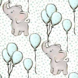 Papel de parede coleção bebe elefante com balões