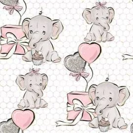 Papel de parede coleção bebe elefante menina