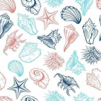 Papel de parede conchas, estrelas do mar, caracois