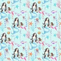 Papel de parede sereias em fundo azul 2438-6381