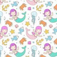 Papel de parede sereia e carangueijos