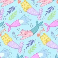 Papel de parede gatinhos sereia